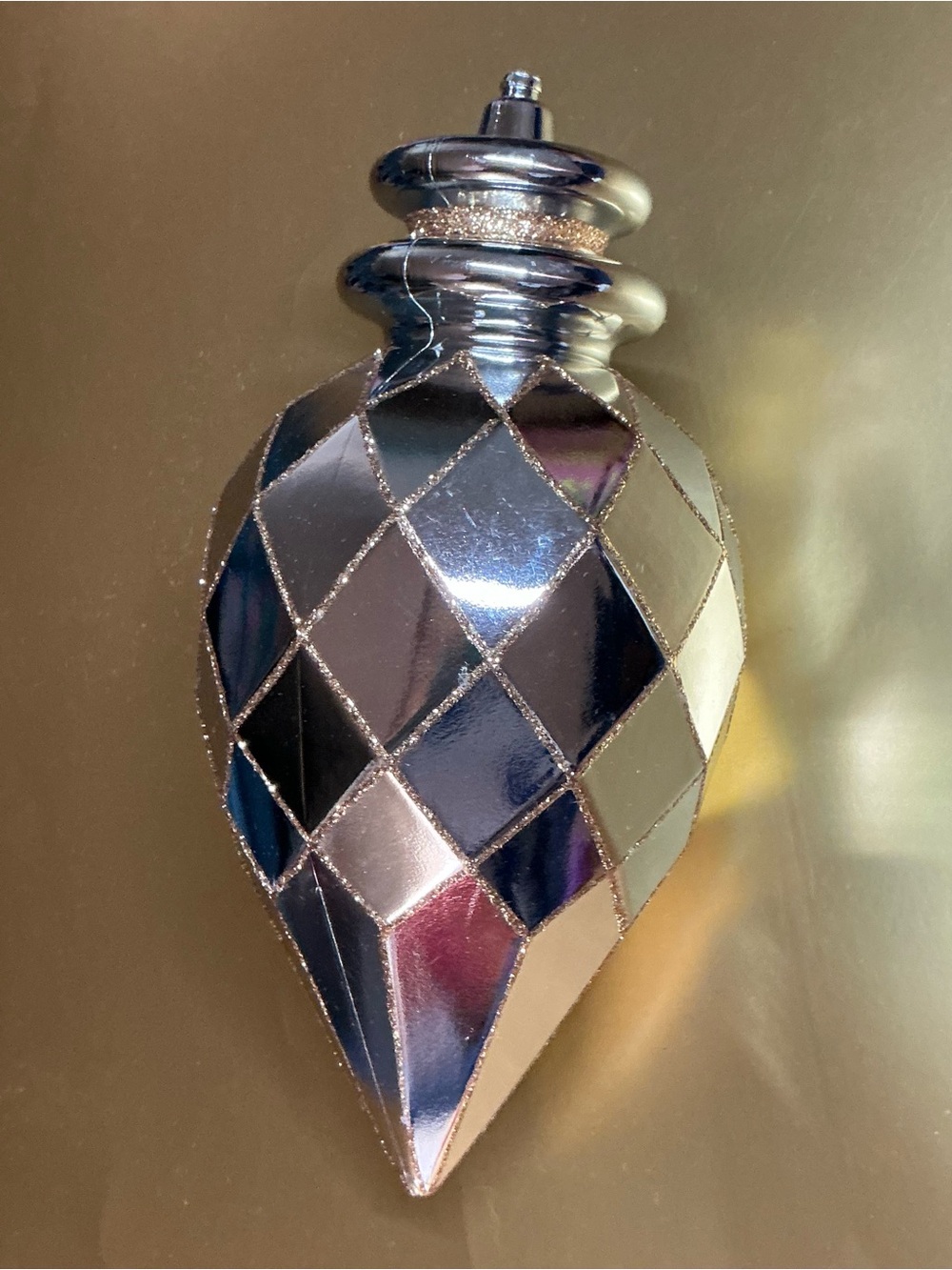 Silver Harlequin Diamond Shaped Pattern Giant Ornament